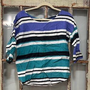 Striped Blue and Green Women's Top